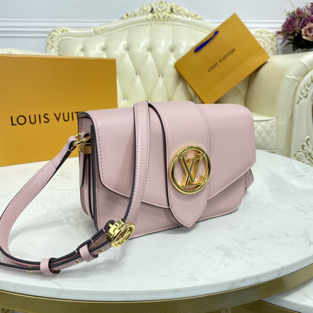 Louis Vuitton LV PONT 9 SOFT Smooth calfskin Shoudler Bag M57325 Himalaya Pink